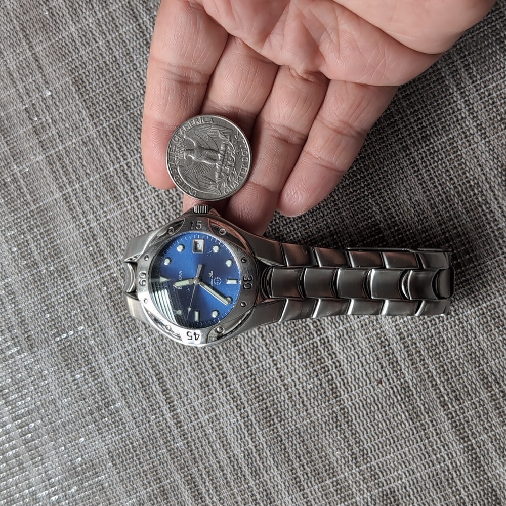 Vintage Bulova Quartz Marine Star 100m blue silver ladies/unisex watch - Picture 5 of 11